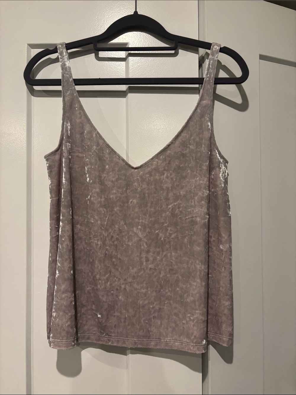H&M Crushed Velvet V-Neck Camisole - Silver